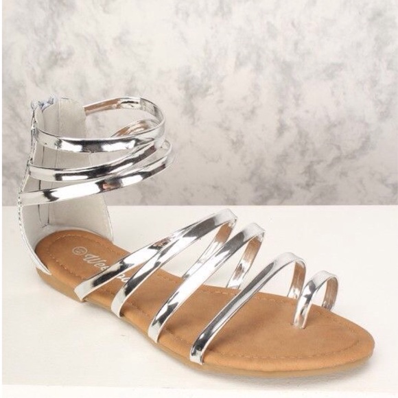 Silver Strappy Open Toe Sandals - Picture 4 of 6